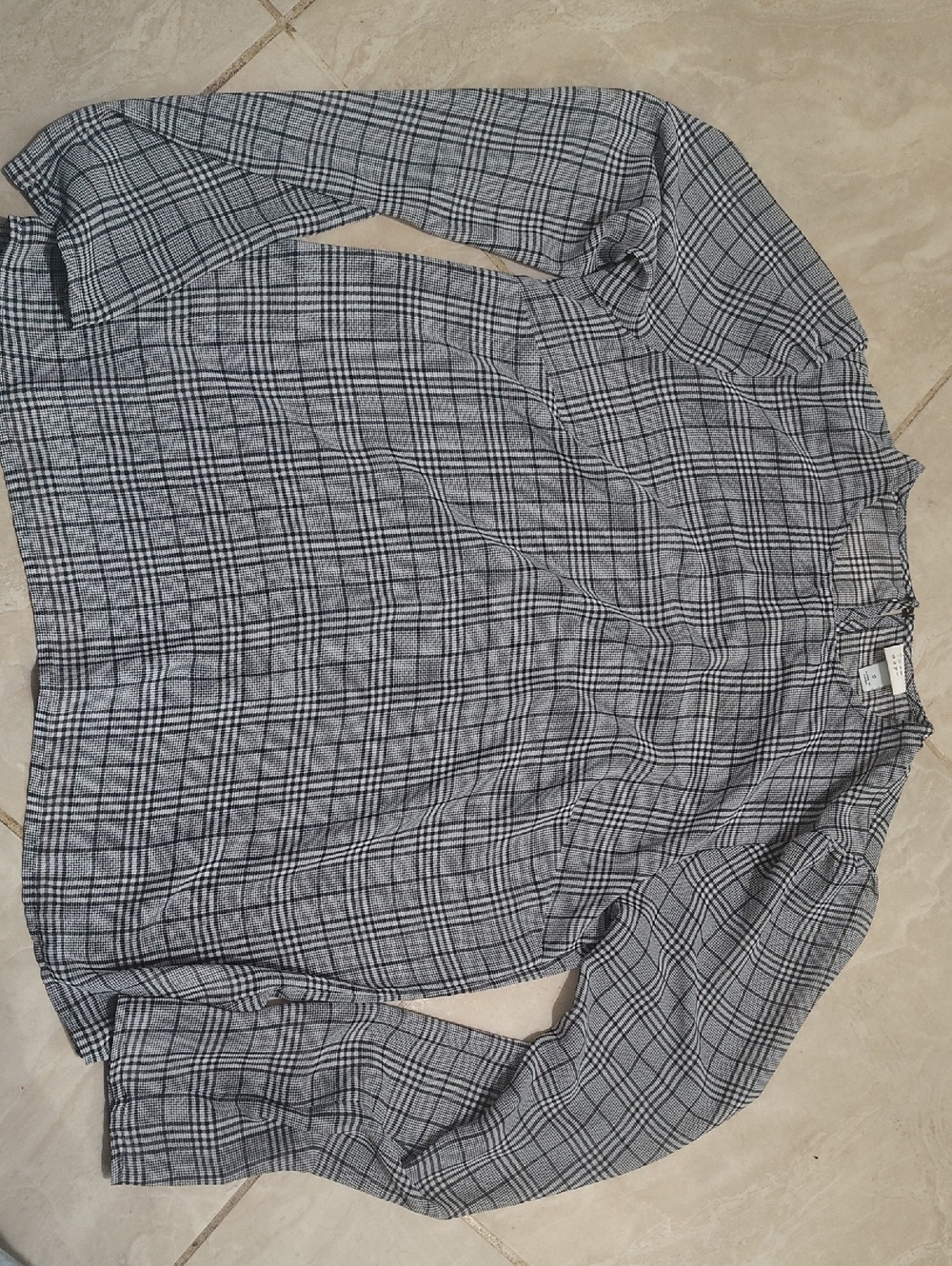 a new day Black and White Plaid Blouse